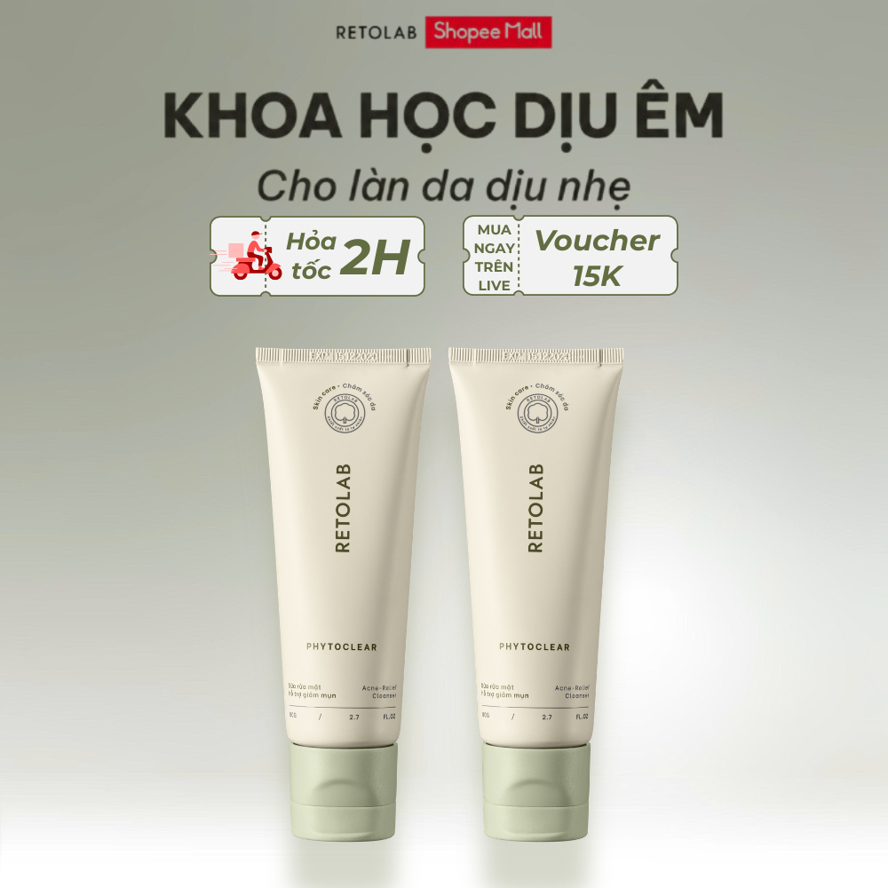 Combo 2 Sữa Rửa Mặt Retolab Phytoclear 80G Hỗ Trợ Giảm Mụn, Làm Sạch Dịu Nhẹ Và Dưỡng Ẩm Da