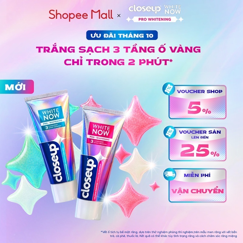 Kem Đánh Trắng Răng Closeup White Now Pro Whitening Peroxide Sạch 3 Tầng Vết Ố…