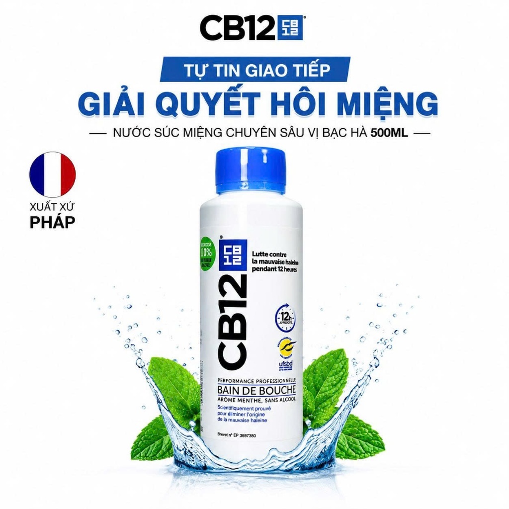 Nước Súc Miệng Kiểm Soát Hơi Thở 12H CB12 Mint Hương Bạc Hà 500ml - Khử Hôi…
