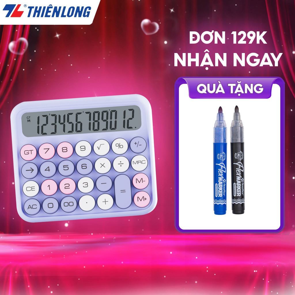 Máy tính văn phòng Thiên Long Flexio CAL-011 Màu sắc trẻ trung, màn hình LCD…