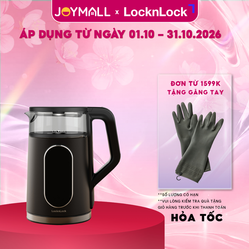 Ấm Đun Siêu Tốc LocknLock EJK286BLK 1.7L, Hàng Chính Hãng, 5 Chế Độ Nhiệt, Giữ…