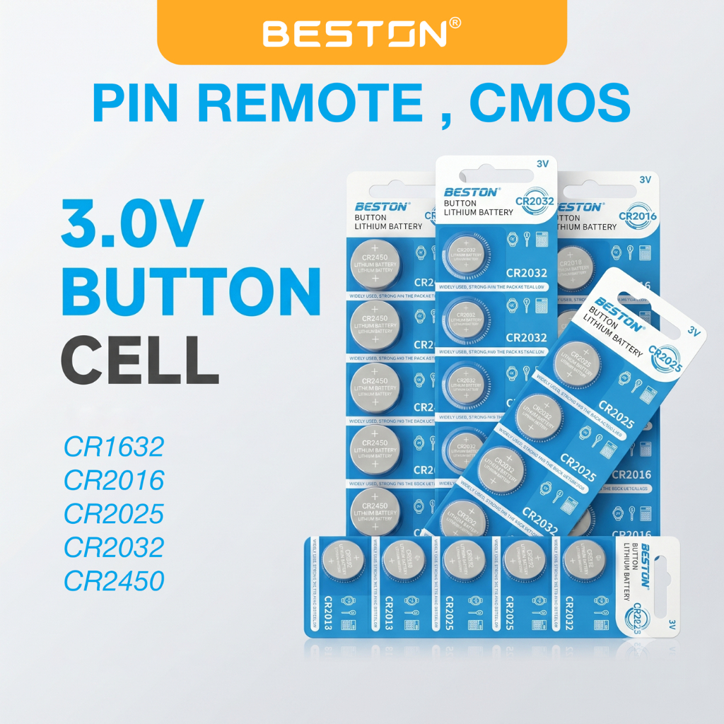 Vỉ 5 Pin nút Beston CR2032 CR2025 CR2016 CR 1632 CR2450 dùng cho remote xe máy…