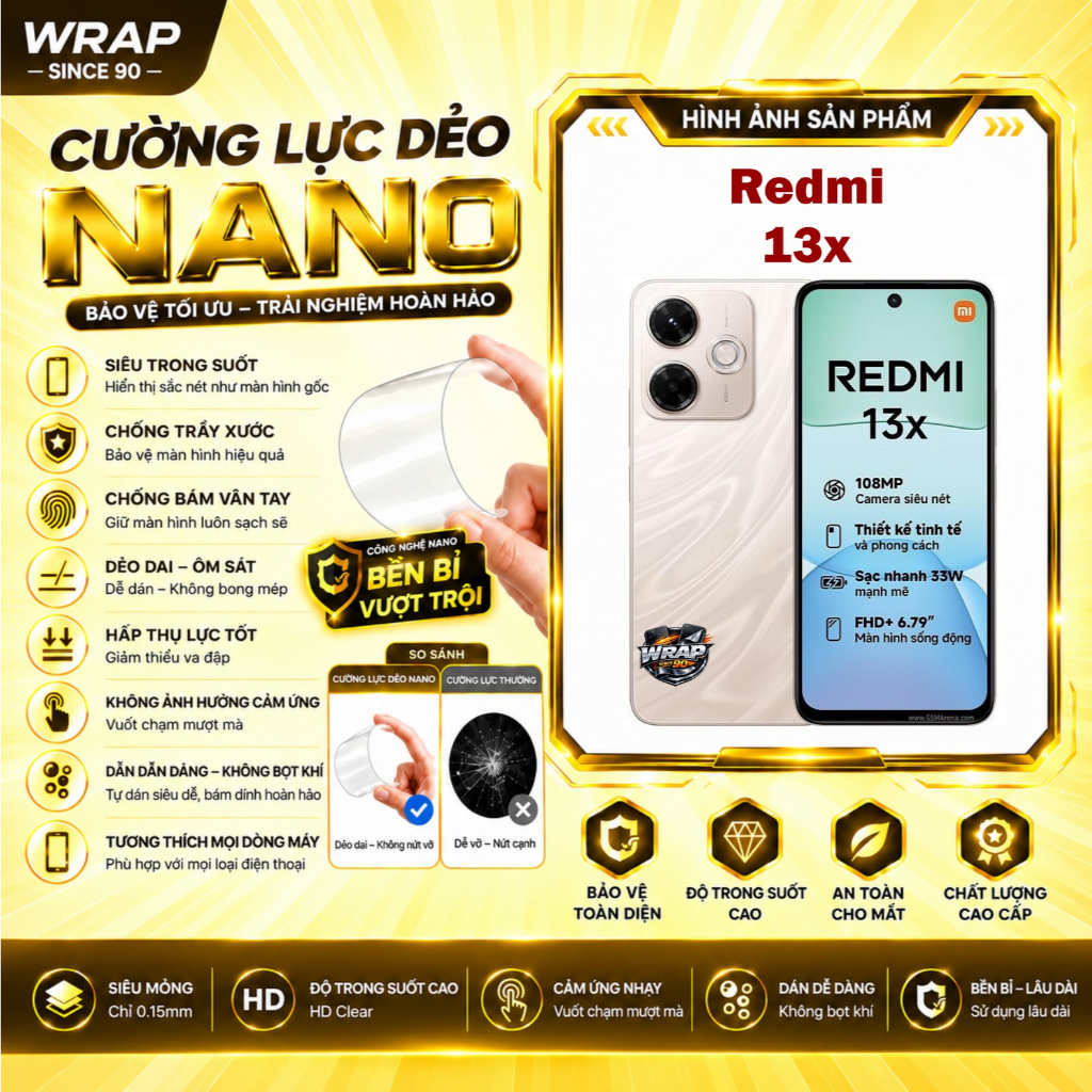Cường lực dẻo bảo vệ màn hình Redmi 13x