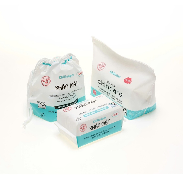 Khăn mặt khô Chillwipes dùng 1 lần lau khô, lau ướt - Giấy lau mặt dùng một lần