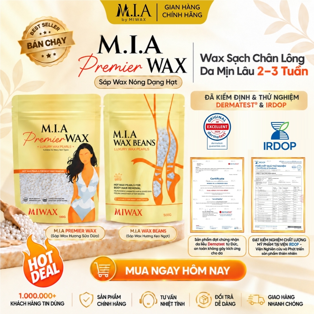 Tặng Que Gỗ - Sáp Wax Lông Nóng M.I.A WAXING by MIWAX - Wax Lông Nách, Wax Tay…