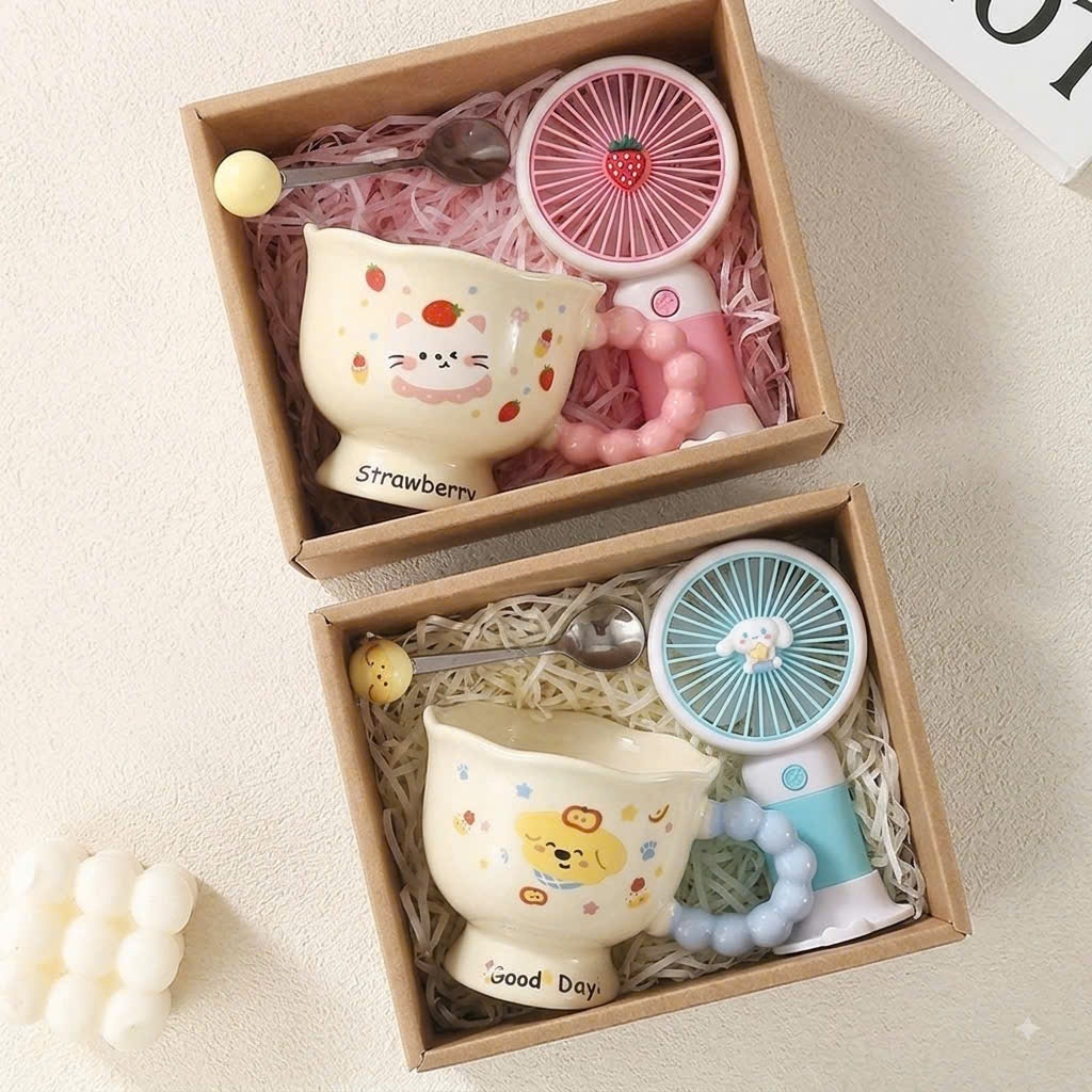 Set quà tặng ly sứ quạt, máy sưởi, khăn,.. tay tặng bạn gái trai sinh nhật, bạn thân tặng tốt nghiệ