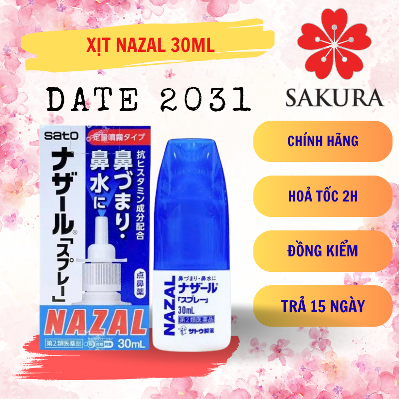 Xịt Mũi Ngạt Mũi Nazal Sato 30ml Nhật Bản CHÍNH HÃNG