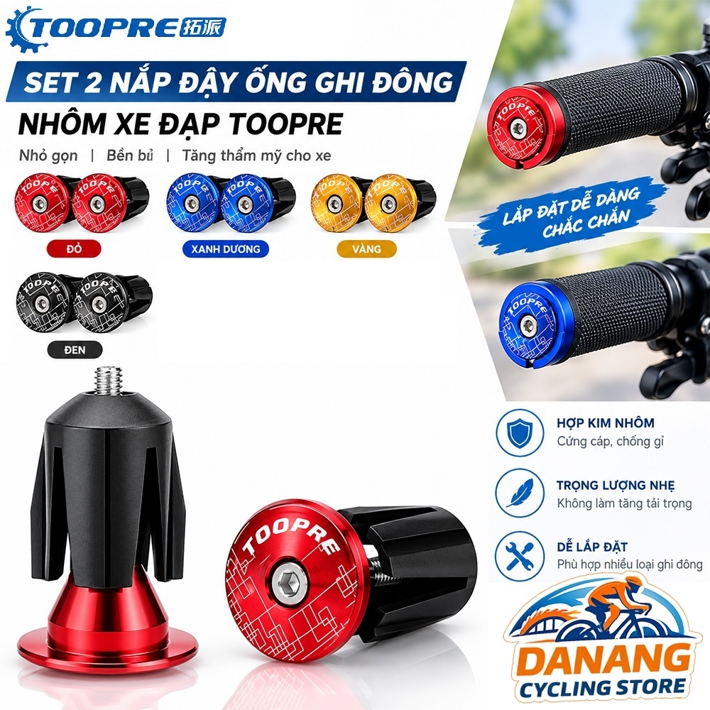 Set 2 Nắp Đậy Ống Ghi Đông Xe Đạp TOOPRE Bằng Nhôm – Bảo Vệ & Trang Trí