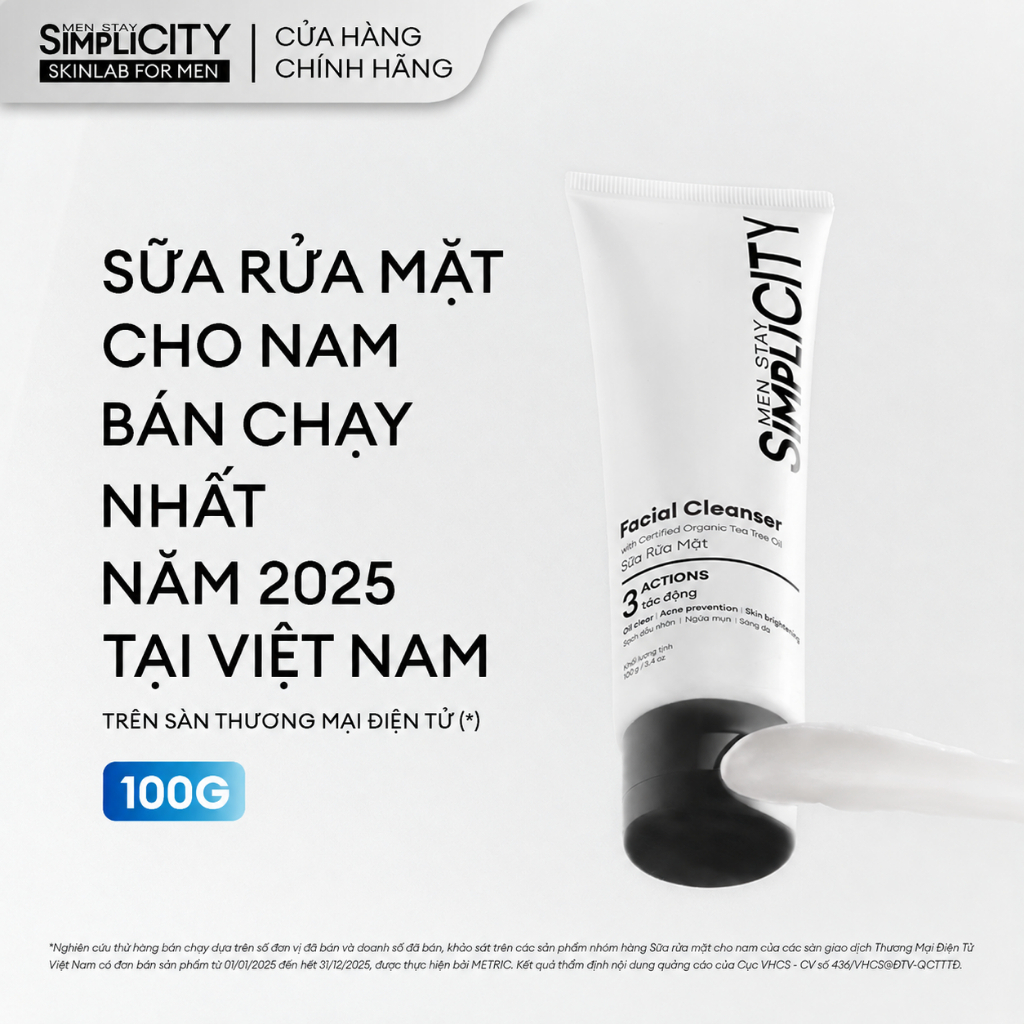 Sữa rửa mặt nam Men Stay Simplicity 3 tác động giúp sạch dầu nhờn hỗ trợ ngừa…