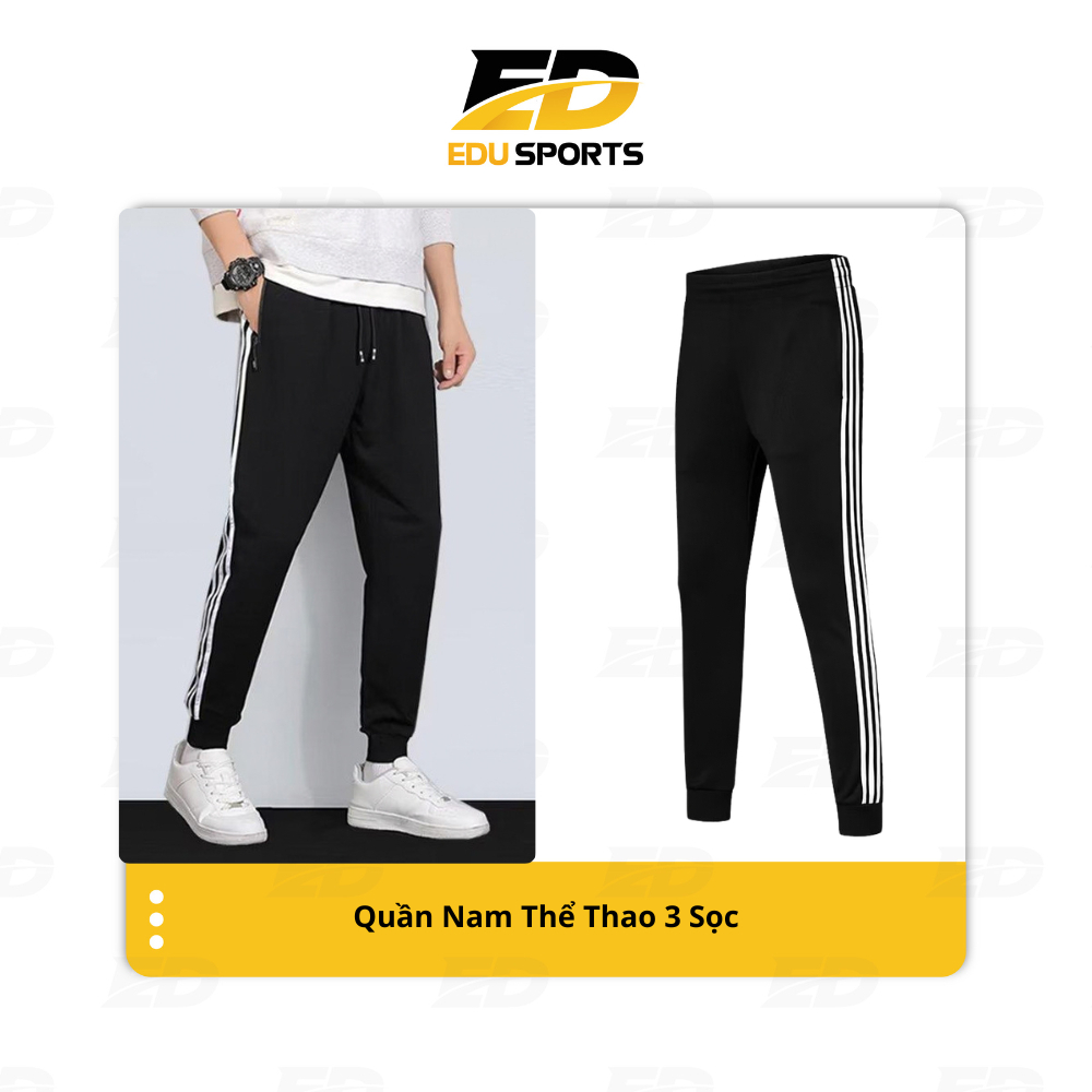 Quần Thể Thao 3 Sọc Nam Nữ - Chất Thun Poly 2 da Không xù lông chống nhăn