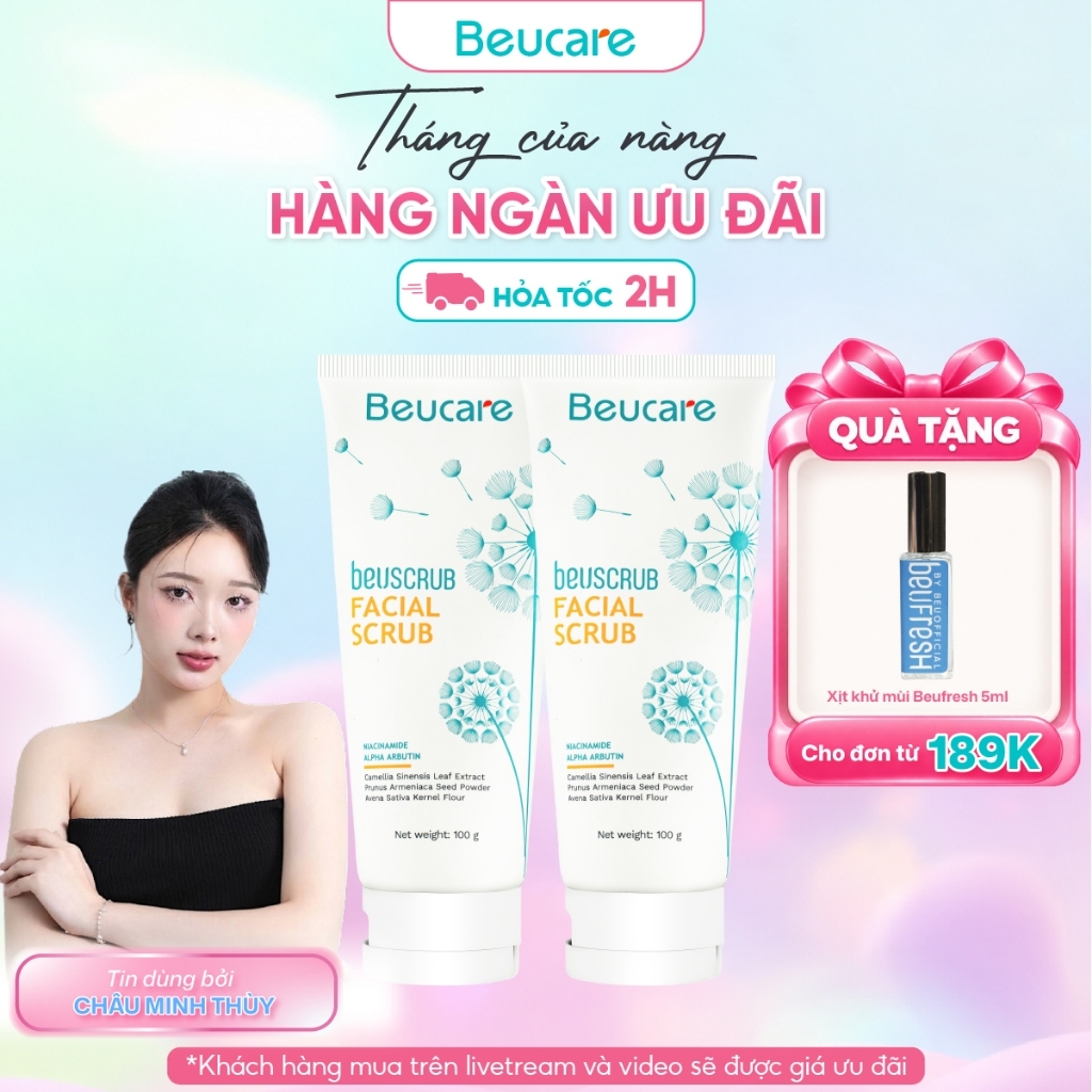 Combo 2 tẩy tế bào chết mặt BEUCARE trà xanh, tẩy da chết mặt ,thấm hút dầu thừa , làm sạch da, dưỡn