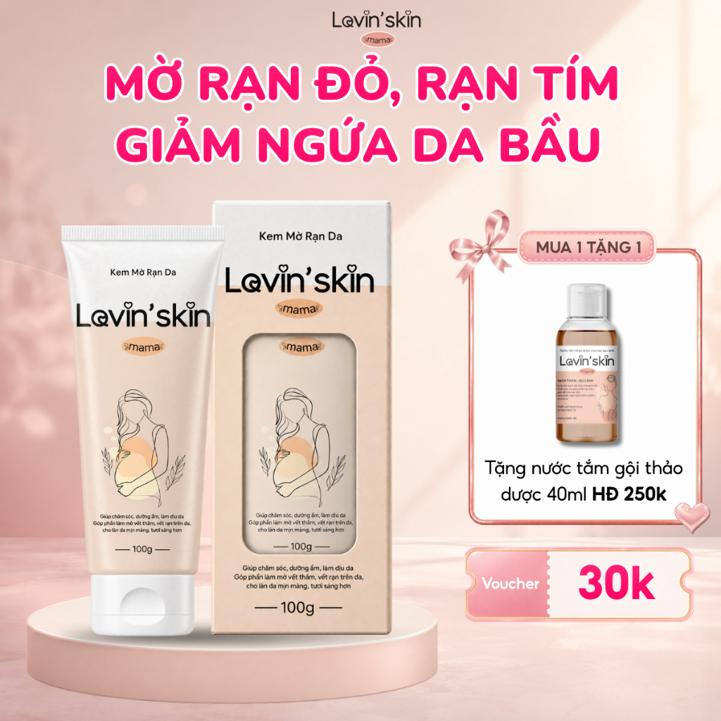 Kem rạn da cho bà bầu Lovin'Skin Mama, hỗ trợ chống rạn hiệu quả, giảm thâm, ngứa da, ngừa hình thành rạn mới