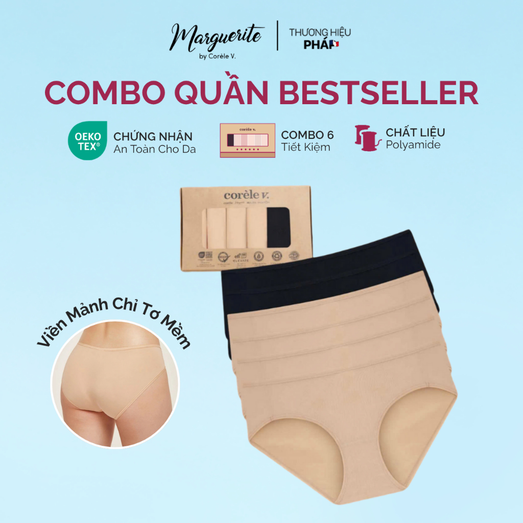Quần lót nữ lưng vừa thun lạnh co giãn, ôm mông mềm mát kháng khuẩn, chuẩn OEKO-TEX CORÈLE 02169