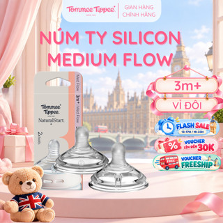 Núm Ty Silicon Siêu Mềm Tự Nhiên Cho Bé Tommee Tippee Natural Start Medium Flow 3-6 tháng