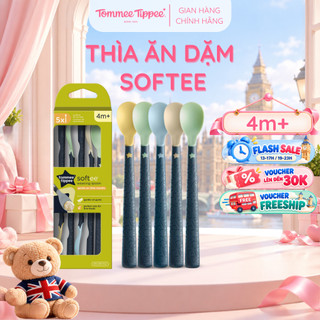 Thìa ăn dặm tommee tippee softee, cho bé từ 4 tháng - set 5 thìa, tách lẻ