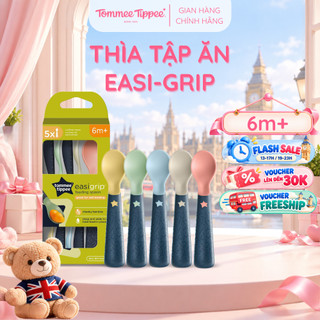 Thìa tập ăn tommee tippee easigrip, dành cho bé từ 6 tháng - set 5 thìa