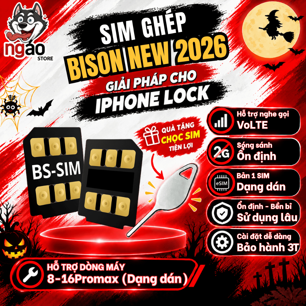 Sim ghép Bison 2026 - ghép mọi dòng IP Lock từ 8 - 16Promax - Hỗ trợ ghép sim miễn phí
