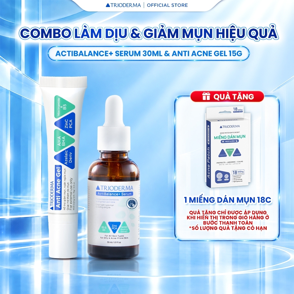 Combo Serum & Gel mụn chăm sóc & giảm mụn Trioderma ActiBalance+ Serum 30ml & Anti Acne Gel 15g