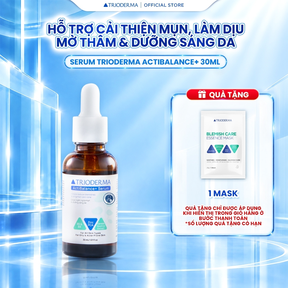 Tinh Chất Hỗ Trợ Giảm Mụn, Làm Dịu, Mờ Thâm & Dưỡng Sáng Da Với Zinc PCA & Niacinamide Serum Trioderma ActiBalance+ 30ml