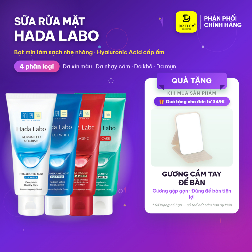 Sữa Rửa Mặt Hada Labo Premium / Advanced Nourish / Perfect White / Acne Care / Pro Anti Aging Cleanser 80g - Dr Thêm