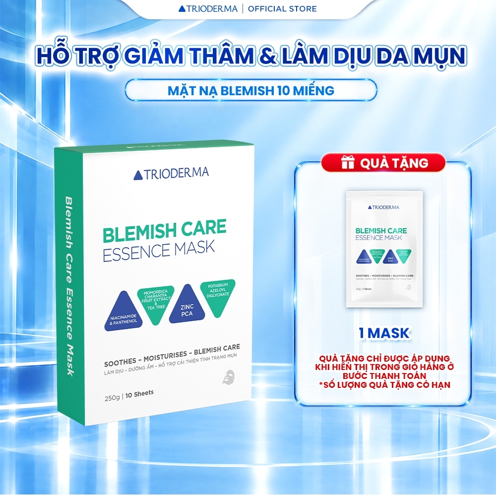 Mặt Nạ Sợi Khổ Qua & Tinh Chất Tràm Trà Hỗ Trợ Giảm Thâm Mụn, Dưỡng Ẩm Và Làm Dịu Da Trioderma Blemish Mask 25g