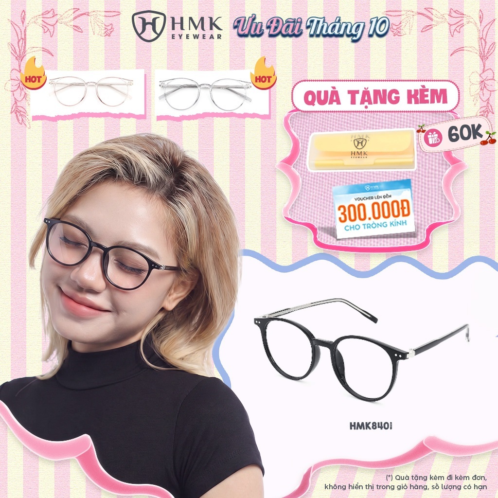 Gọng Kính Tròn Nhựa Dẻo HMK Eyewear Thời Trang Nam Nữ Hiện Đại Nhiều Màu - HMK8401