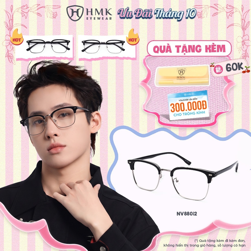 Kính Nửa Gọng HMK Eyewear Thời Trang Hàn Quốc Unisex Nhiều Màu Trendy Hợp Mọi Dáng Mặt - NV88012