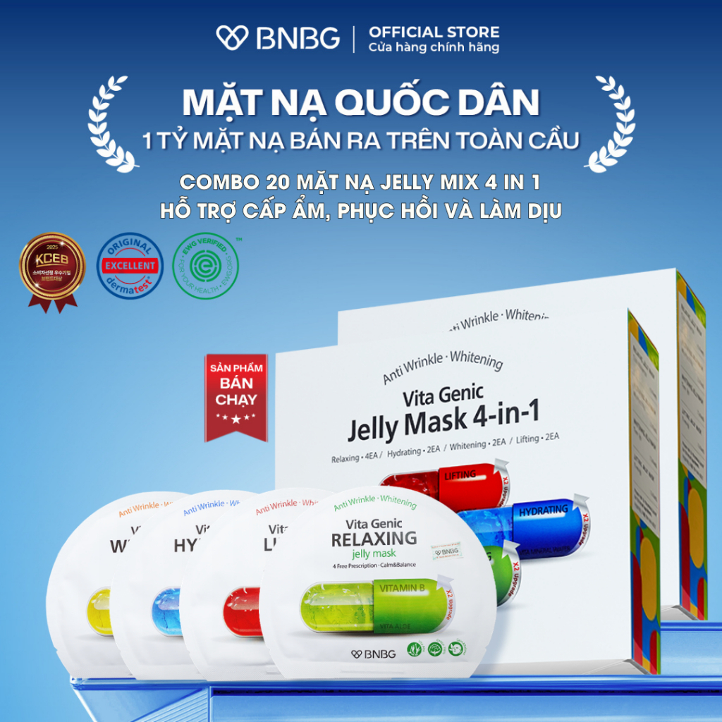 COMBO 20 Mặt Nạ BNBG Mix Hỗ Trợ Làm Dịu Da BNBG Vita Genic Jelly Mask 30mlx20