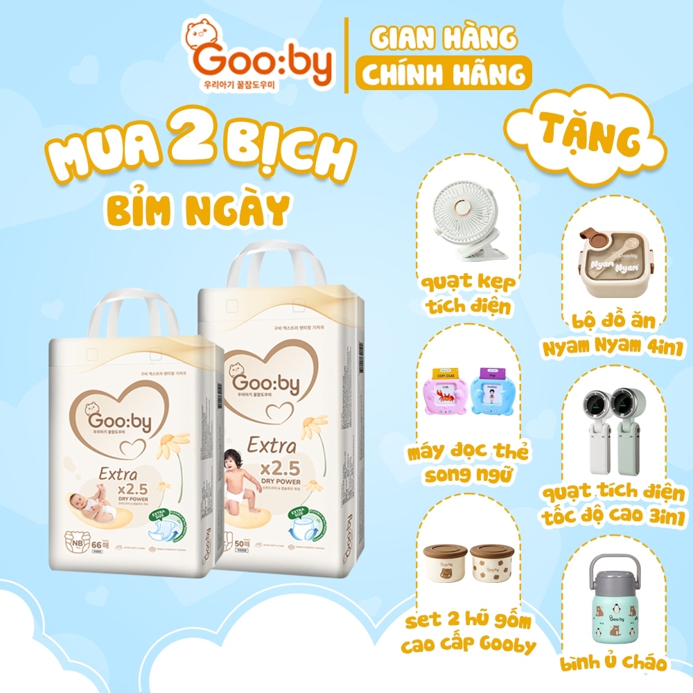 2 Bịch Tã/bỉm Gooby Extra mềm mại, chống tràn, siêu thấm hút đủ size cho bé 4-30KG