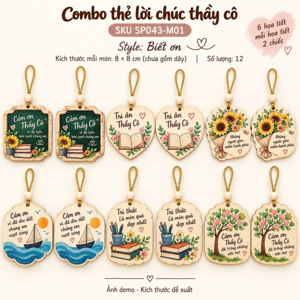 Bộ thẻ lời chúc gắn quà — ảnh listing minh họa