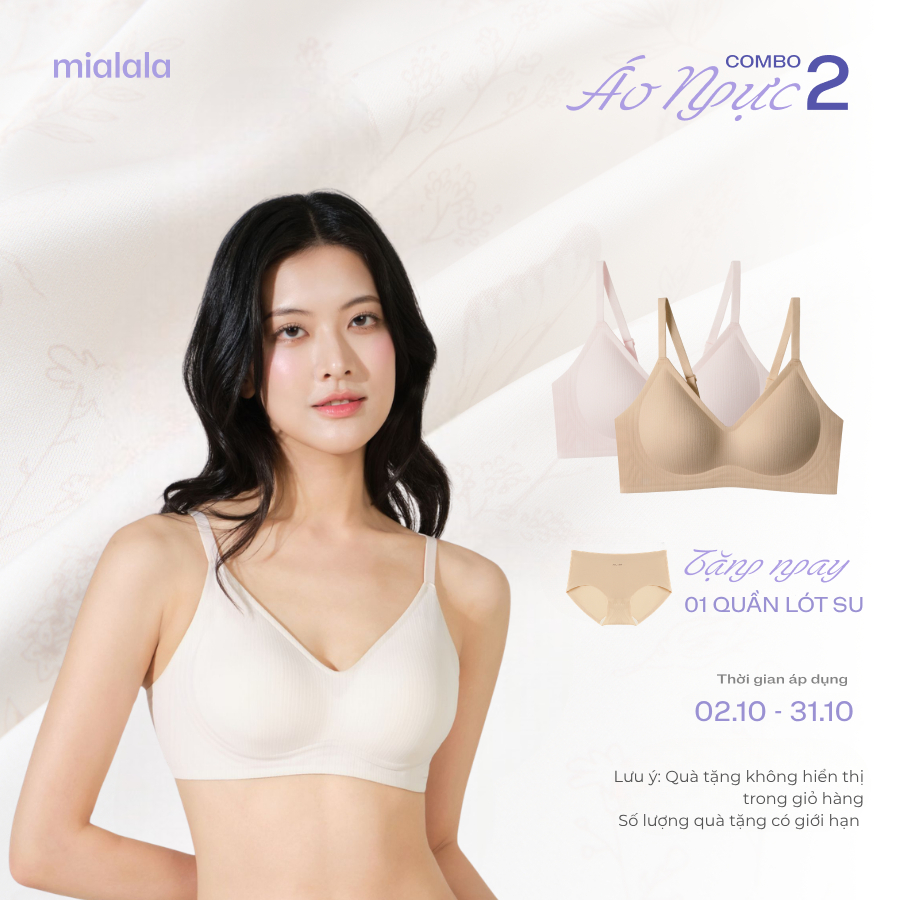 Mialala Áo Ngực Nữ Su Đúc Không Gọng Không Lộ Viền Đệm Mỏng 0.5cm Nâng Đỡ Ngực Tàng Hình 3369