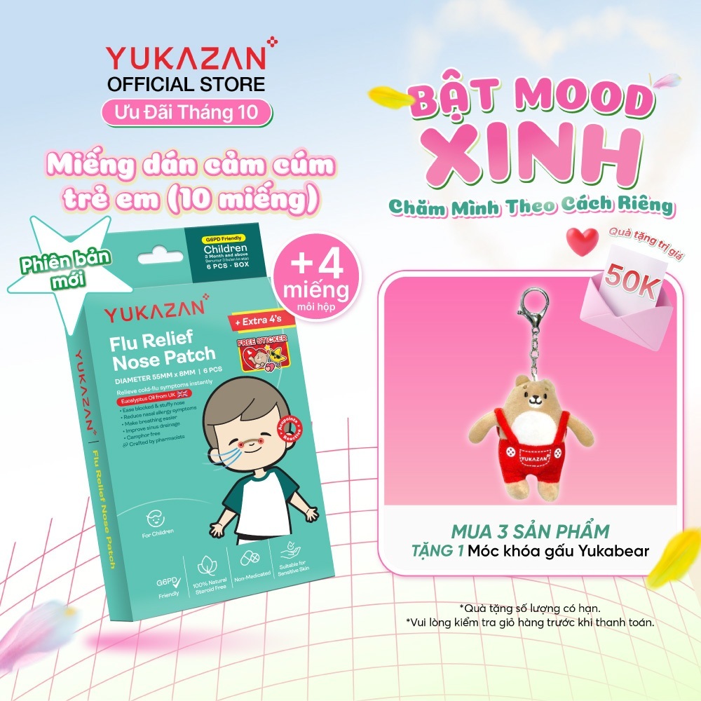Miếng Dán Giảm Cảm Cúm Yukazan Cho Trẻ Em - Giảm Nghẹt Mũi - Giảm Cảm Cúm…