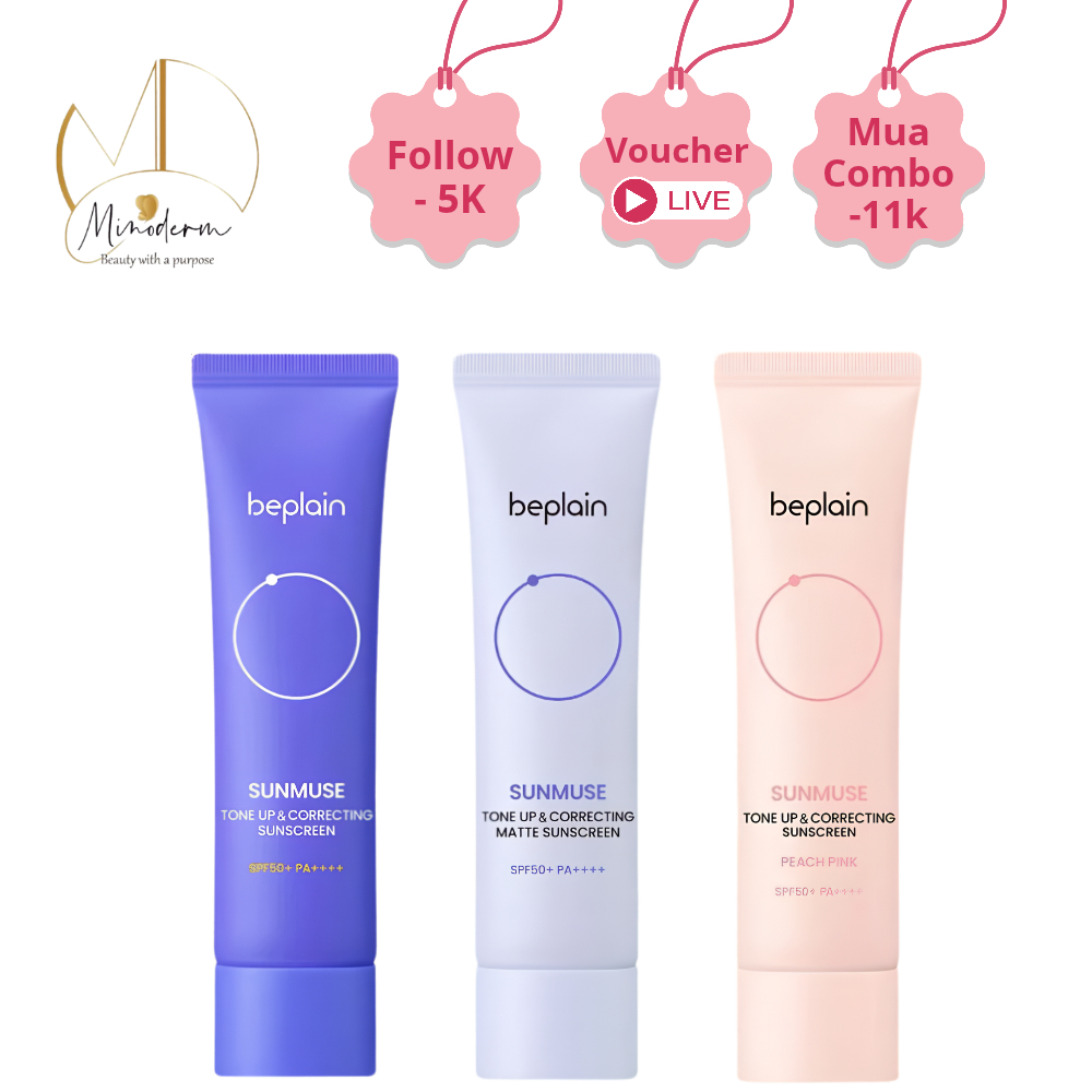 Kem chống nắng Beplain Sunmuse lai vật lý và hóa học bảo vệ da nâng tone SPF 50+ PA++++