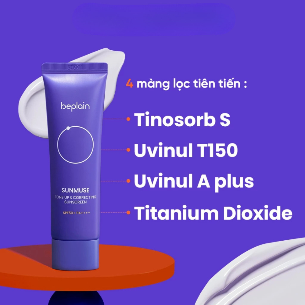 Ảnh 3 của Kem chống nắng Beplain Sunmuse lai vật lý và hóa học bảo vệ da nâng tone SPF 50+ PA++++