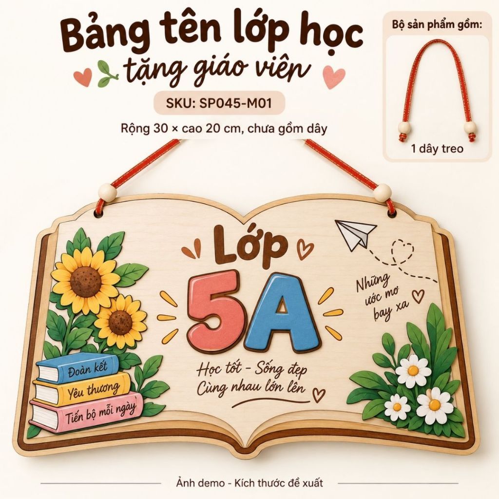 Bảng tên lớp mang dấu riêng — ảnh listing minh họa
