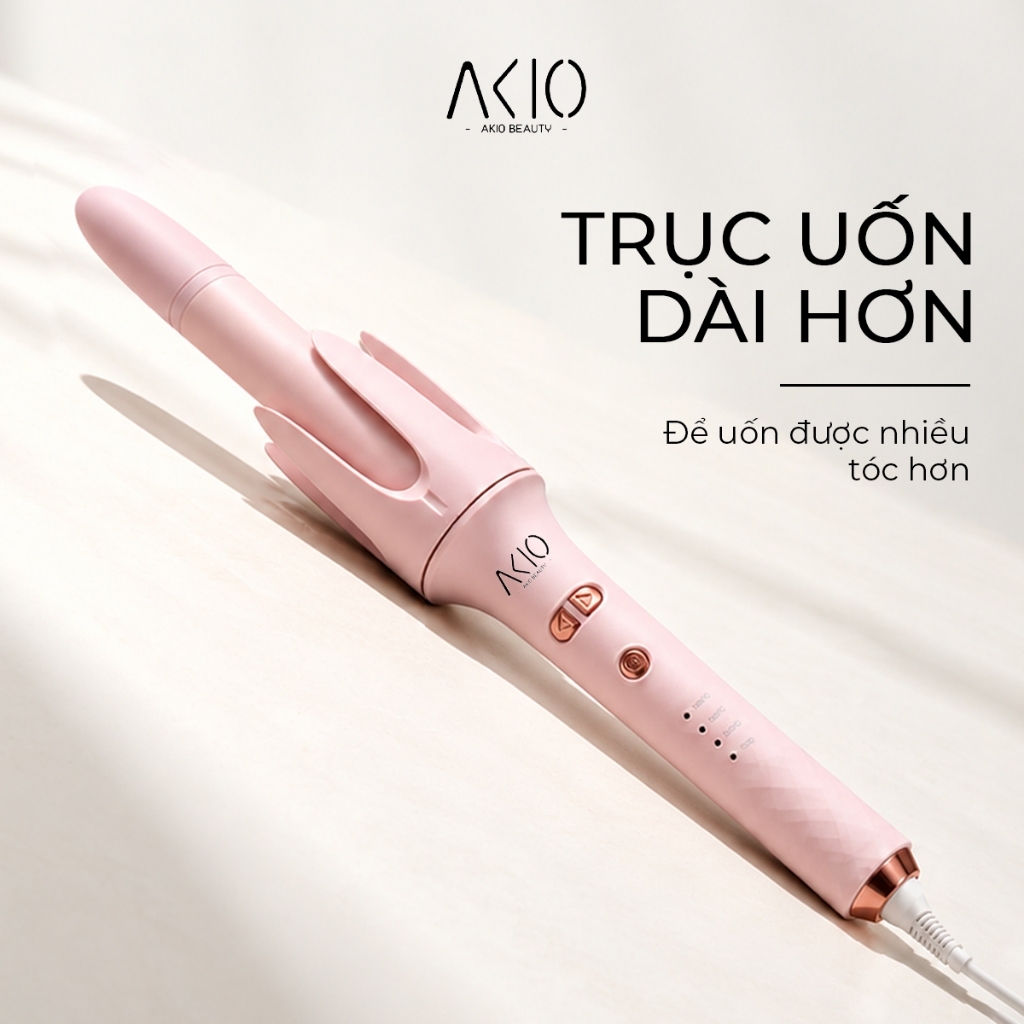Máy uốn xoăn tự động trục dài AKIO BEAUTY size 28mm phủ X2 ceramic bảo vệ tóc