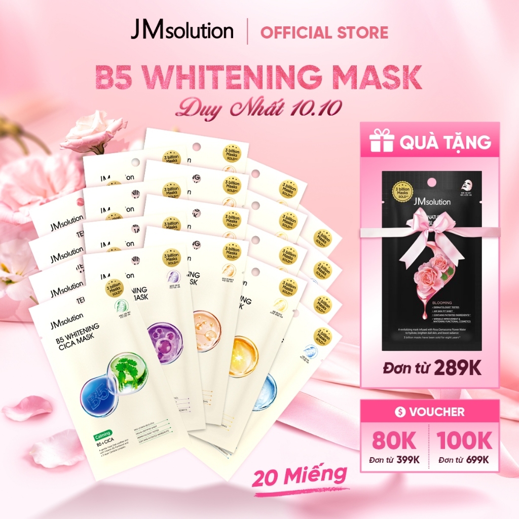 [KOL] JMsolution Combo 20 Miếng Mặt Nạ JMsolution B5 Whitening Mask Chính Hãng - 5 Phiên Bản Cho Da