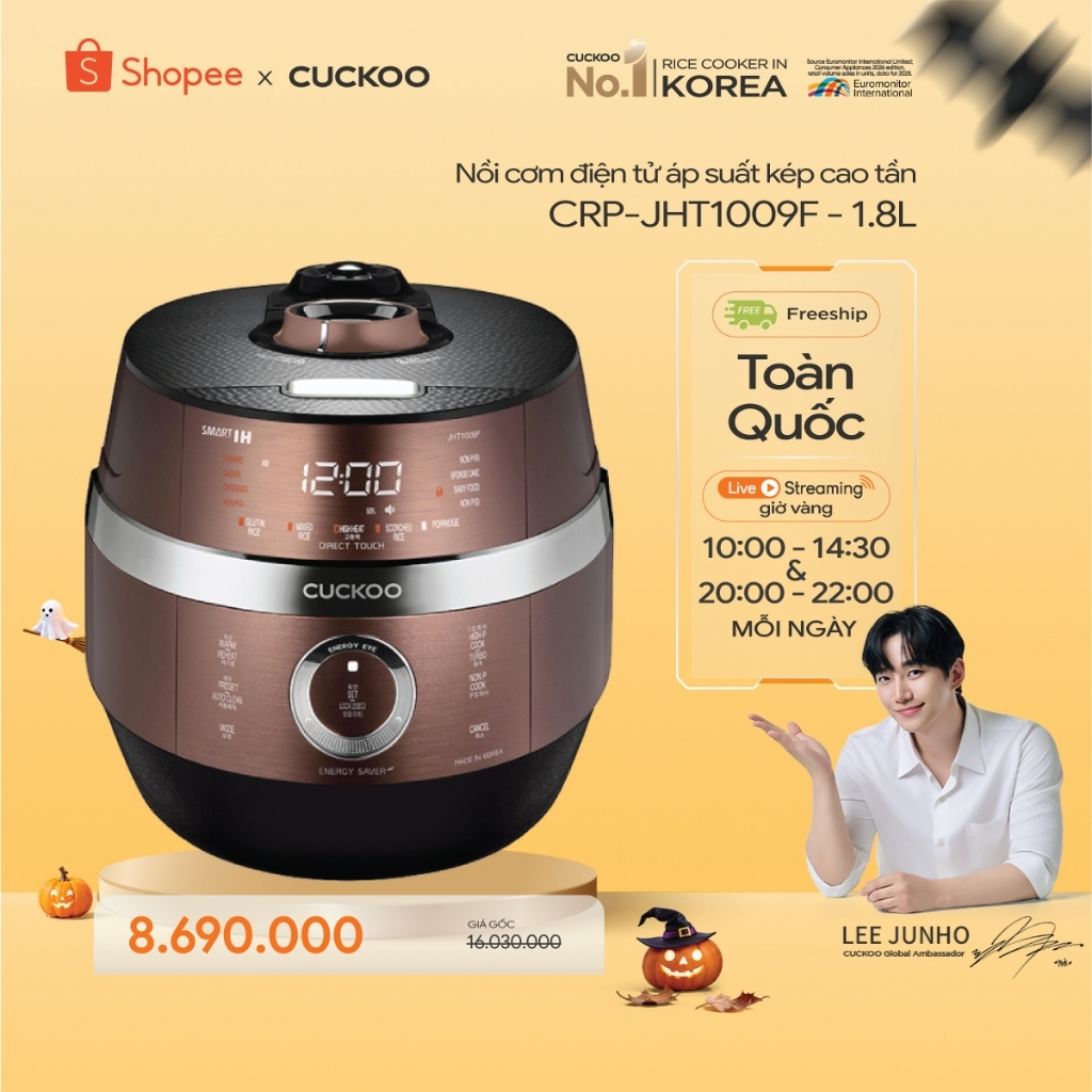 Nồi Cơm Điện Áp Suất Kép Cao Tần CUCKOO 1,8 lít CRP-JHT1009F - Hàng chính hãng