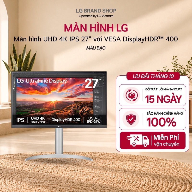 [Chỉ giao miền Bắc/Nam] 27UP850K-W.ATV- Màn hình gaming UHD 4K IPS 27" với VESA DisplayHDR™ 400