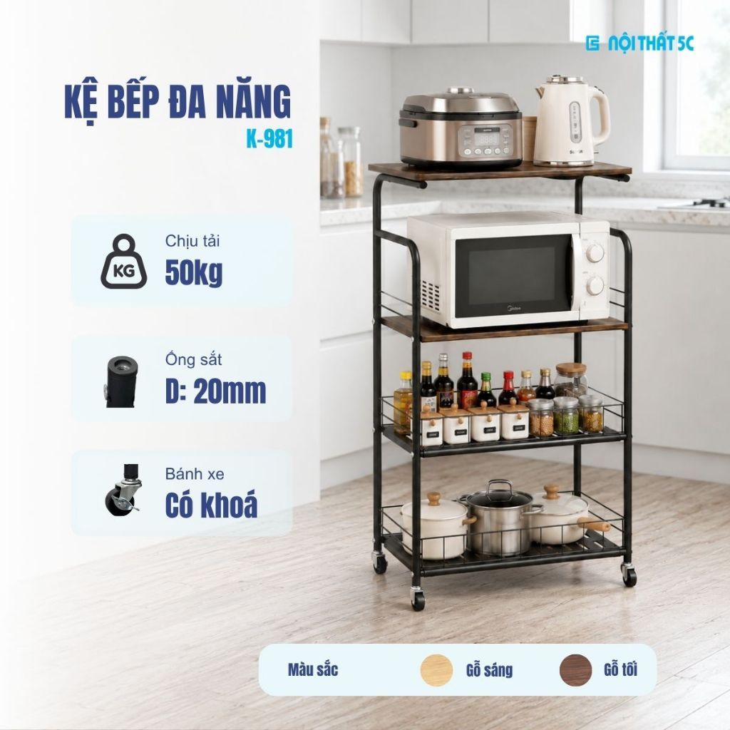 [Nội Thất 5C] Kệ Để Lò Vi Sóng Kệ Đa Năng Lắp ráp thông minh,Thép không gỉ sơn tĩnh điện, chịu lực tốt để nhiều đồ