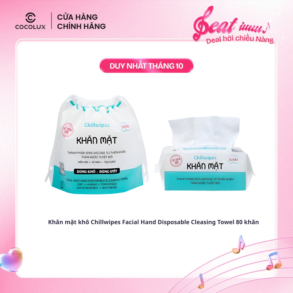 Khăn mặt khô Chillwipes dùng 1 lần lau khô, lau ướt - Giấy lau mặt dùng một lần