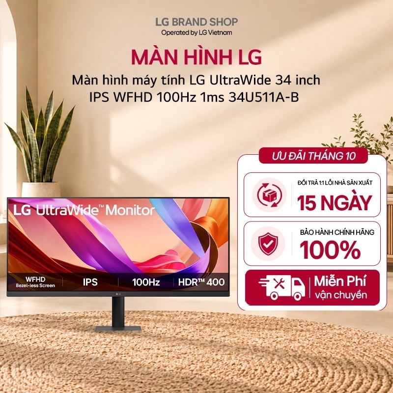 [Chỉ giao miền Bắc/Nam] Màn hình máy tính LG UltraWide 34 inch IPS WFHD 100Hz 1ms 34U511A-B