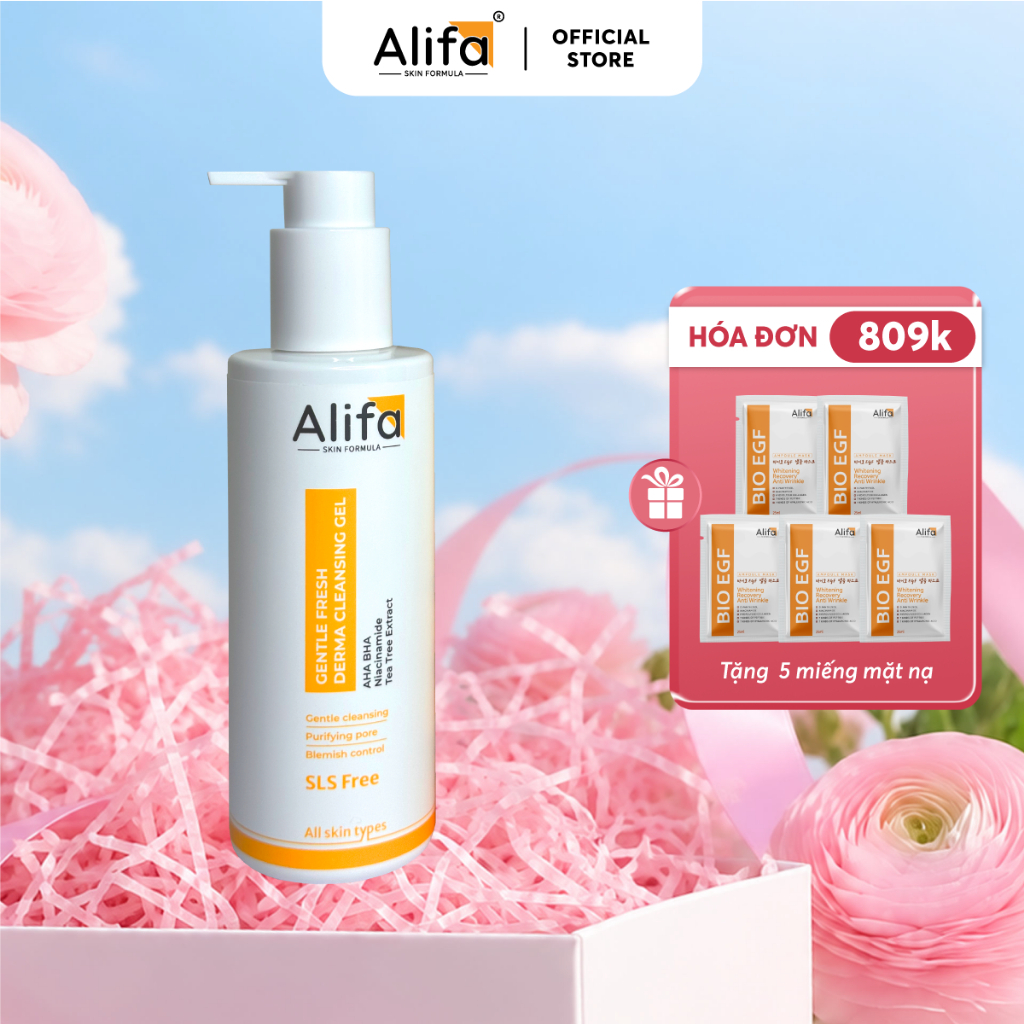 Gel Rửa Mặt Alifa 200ml Gentle Fresh Derma dưỡng ẩm, dịu nhẹ, phù hợp mọi loại da