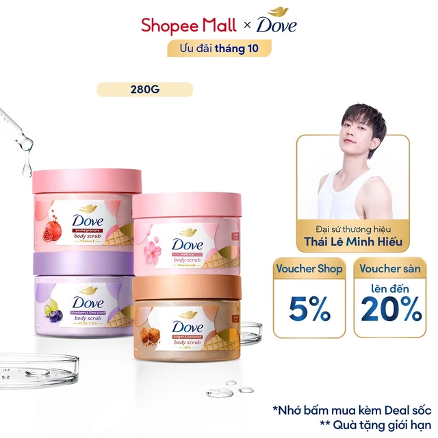 [CHÍNH HÃNG ĐỘC QUYỀN] Tẩy Tế Bào Chết Body Dove Chăm Da Sáng Mịn 280G