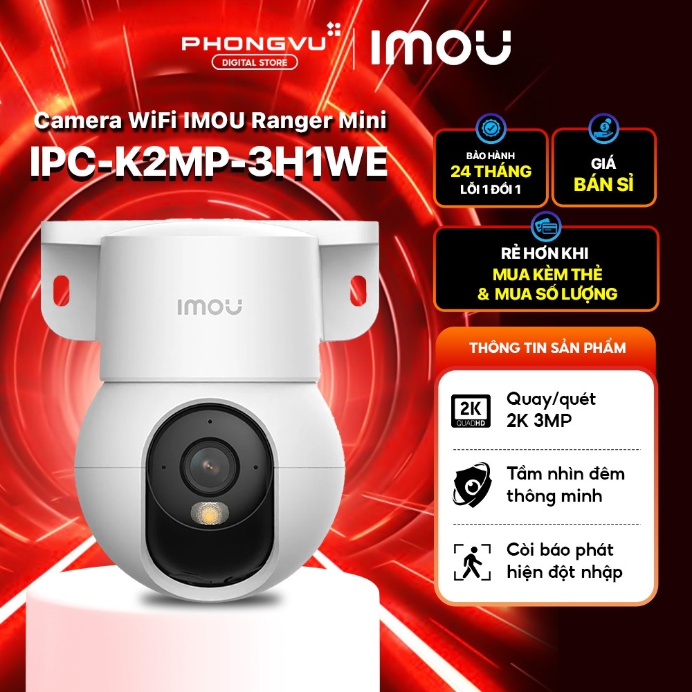 Camera Wifi Imou Ranger Mini IPC-K2MP-3H1WE 3MP 2K QHD - Quay Quét 355° - WiFi 6 - Bảo Hành 24 Tháng