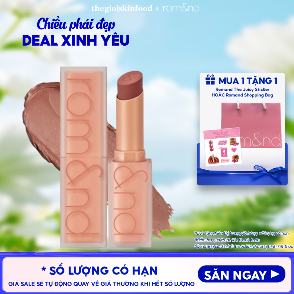 Son thỏi Romand Hàn Quốc lên màu xinh New Zero Matte Lipstick 3g (02 gạch MLBB, 09 nude) ThegioiSkin