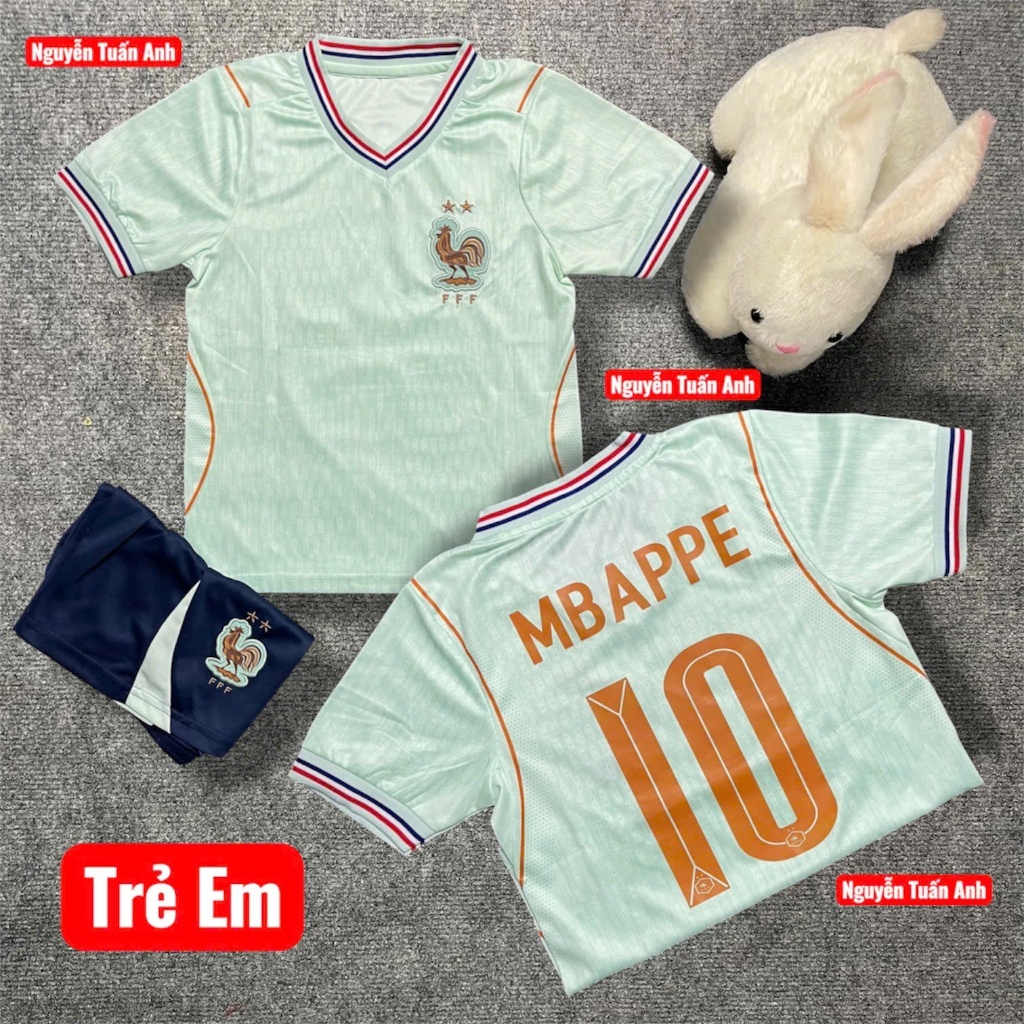 ( Hàng Mới Về ) Bộ Quần Áo Bóng Đá Trẻ Em Đội Tuyển Pháp Sân Khách World Cup 2026 - Vải Mè Cao Cấp