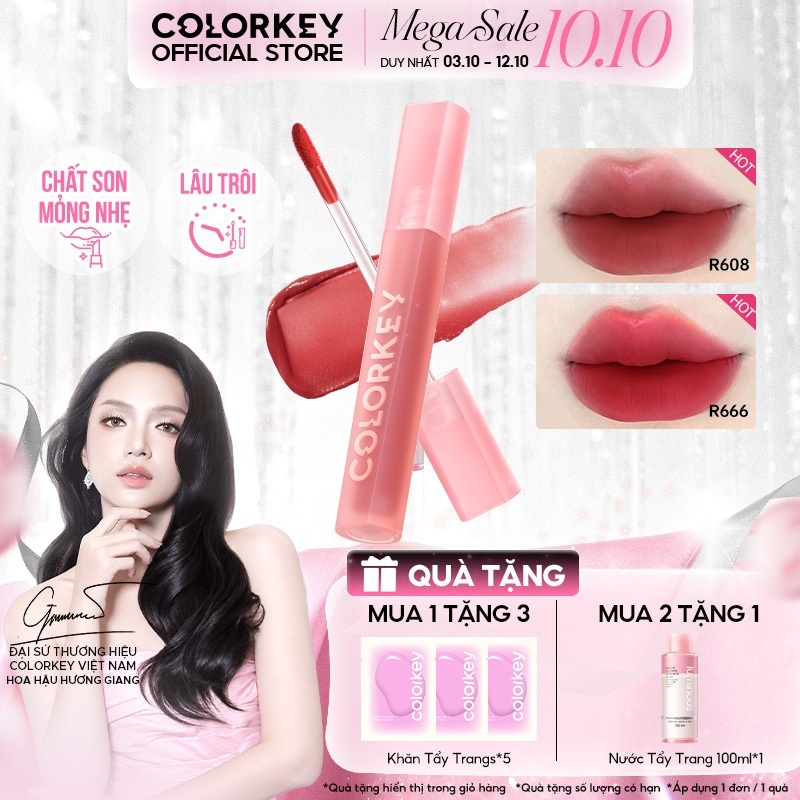 Son Velvet COLORKEY Chất Son Kem Nhung, Mịn Lì, Mềm Mượt Trên Môi 3g/2.5g