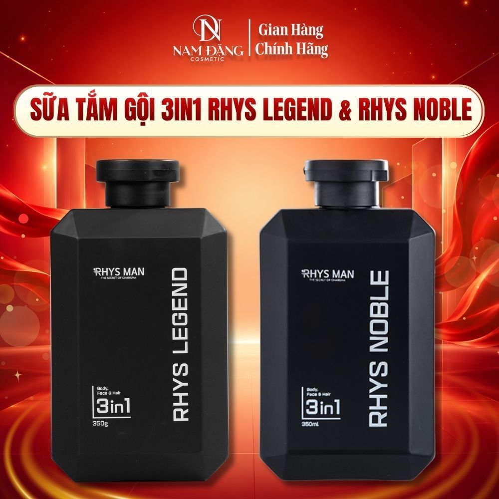 Sữa tắm gội rửa mặt nam 3in1 RHYS MAN hương nước hoa Rhys Legend & Rhys Noble 350ml