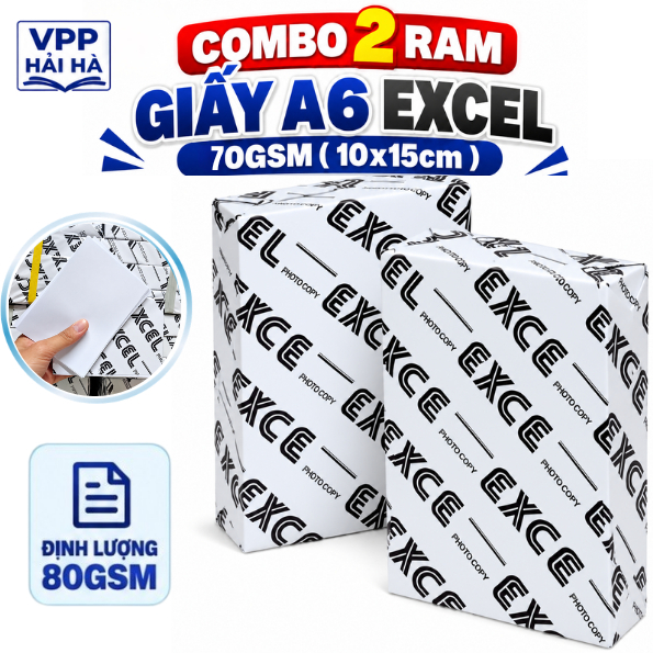 2 XẤP Giấy A6 Excel 70 gsm ( 500 tờ)